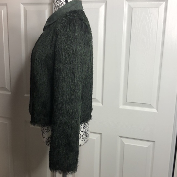 Nancy Bolen City Girl Green Fringe Long Sleeve Coat Vintage M Zip - Picture 2 of 7